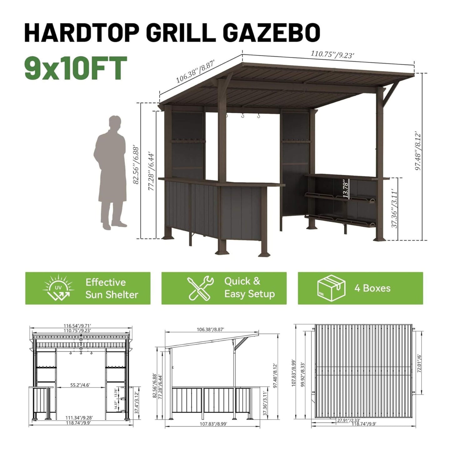 The Apex Culinary Pavilion | 9' x 10' Modern Slanted Hardtop
