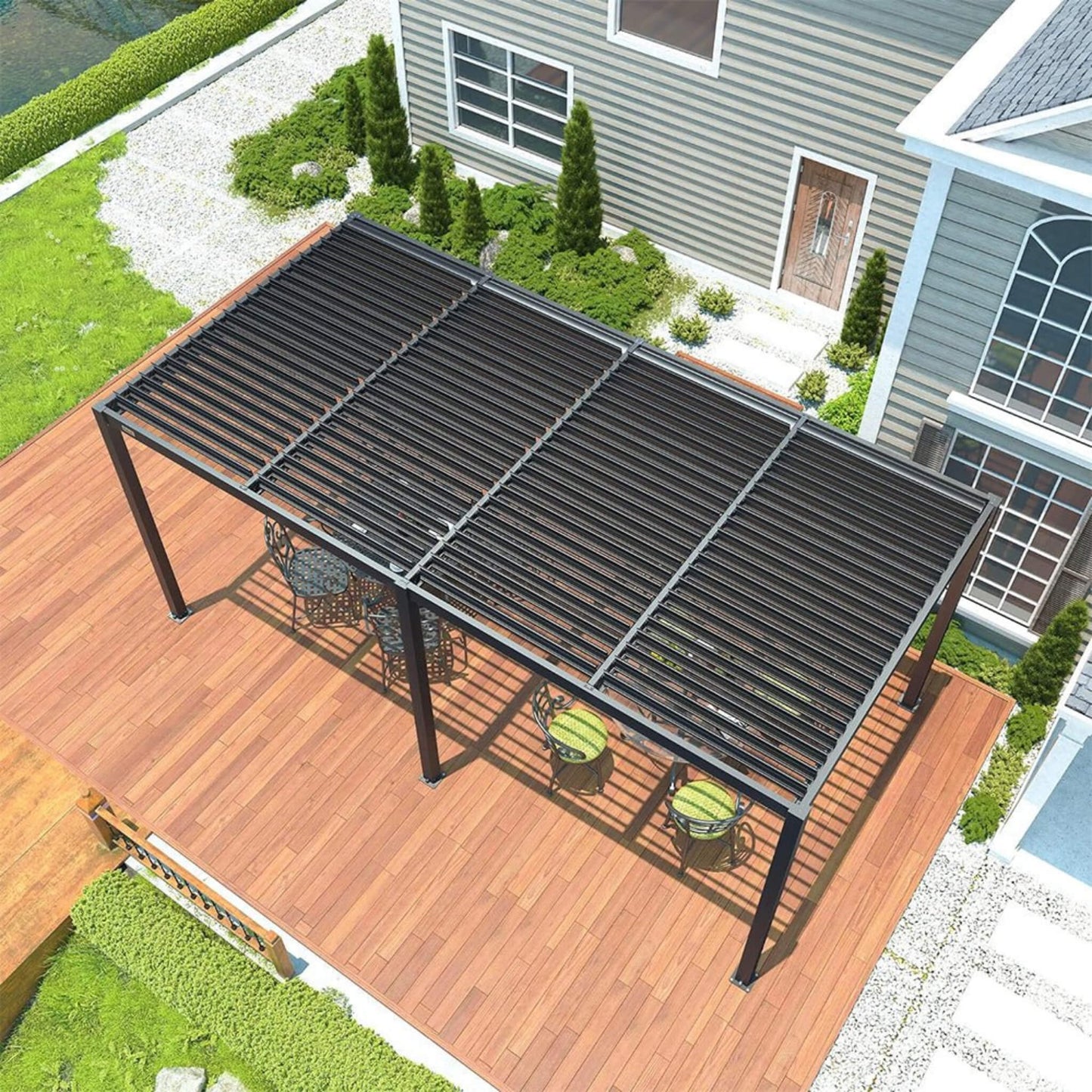 The Vantage Bioclimatic 10' x 19' Pergola | All-Aluminum Adjustable Louvered Roof
