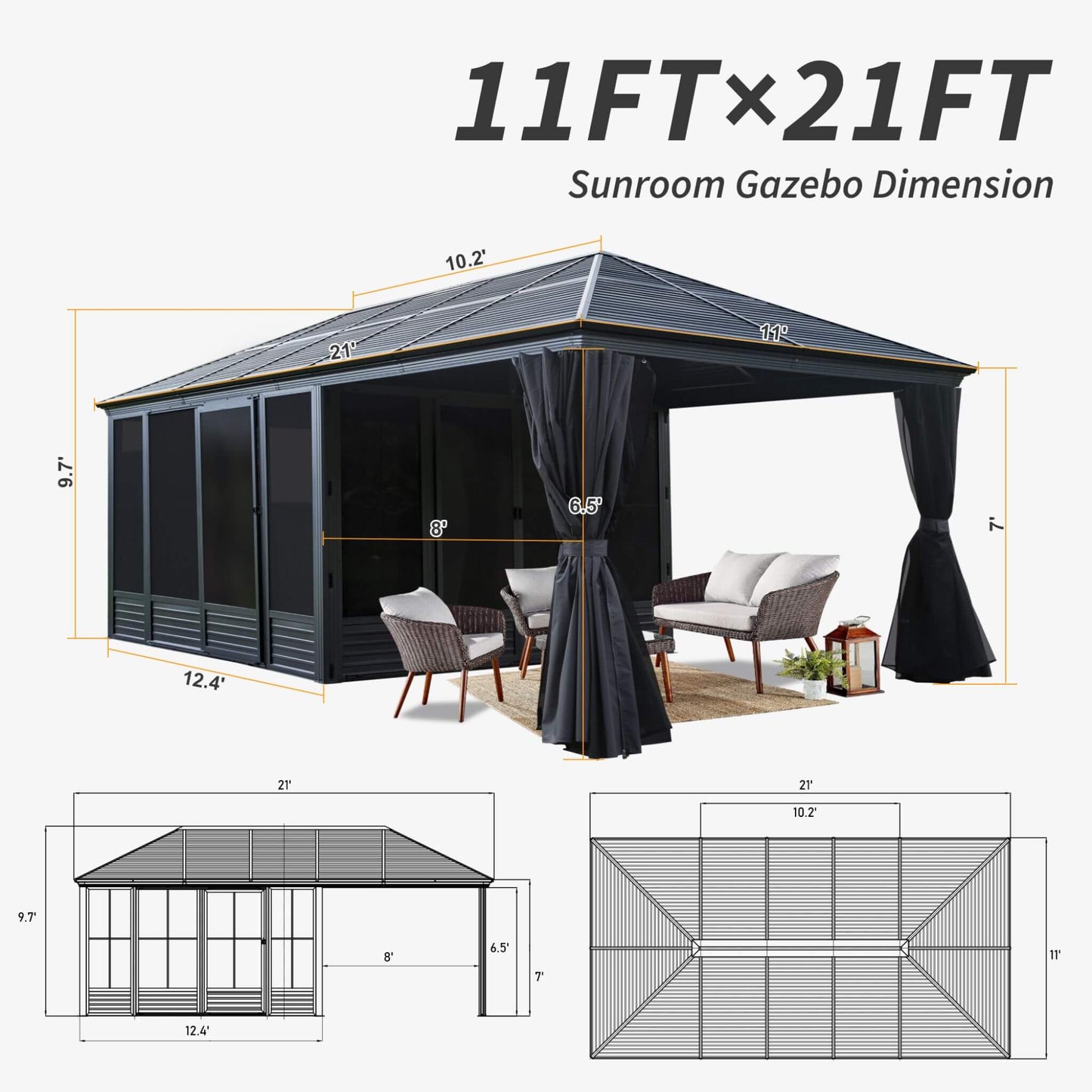 The Grand Vista 11' x 21' All-Season Solarium | Galvanized Steel Roof