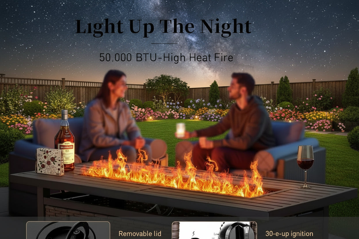 Estate Wicker Retreat: Premier 9-Person Fire Pit Conversation Set