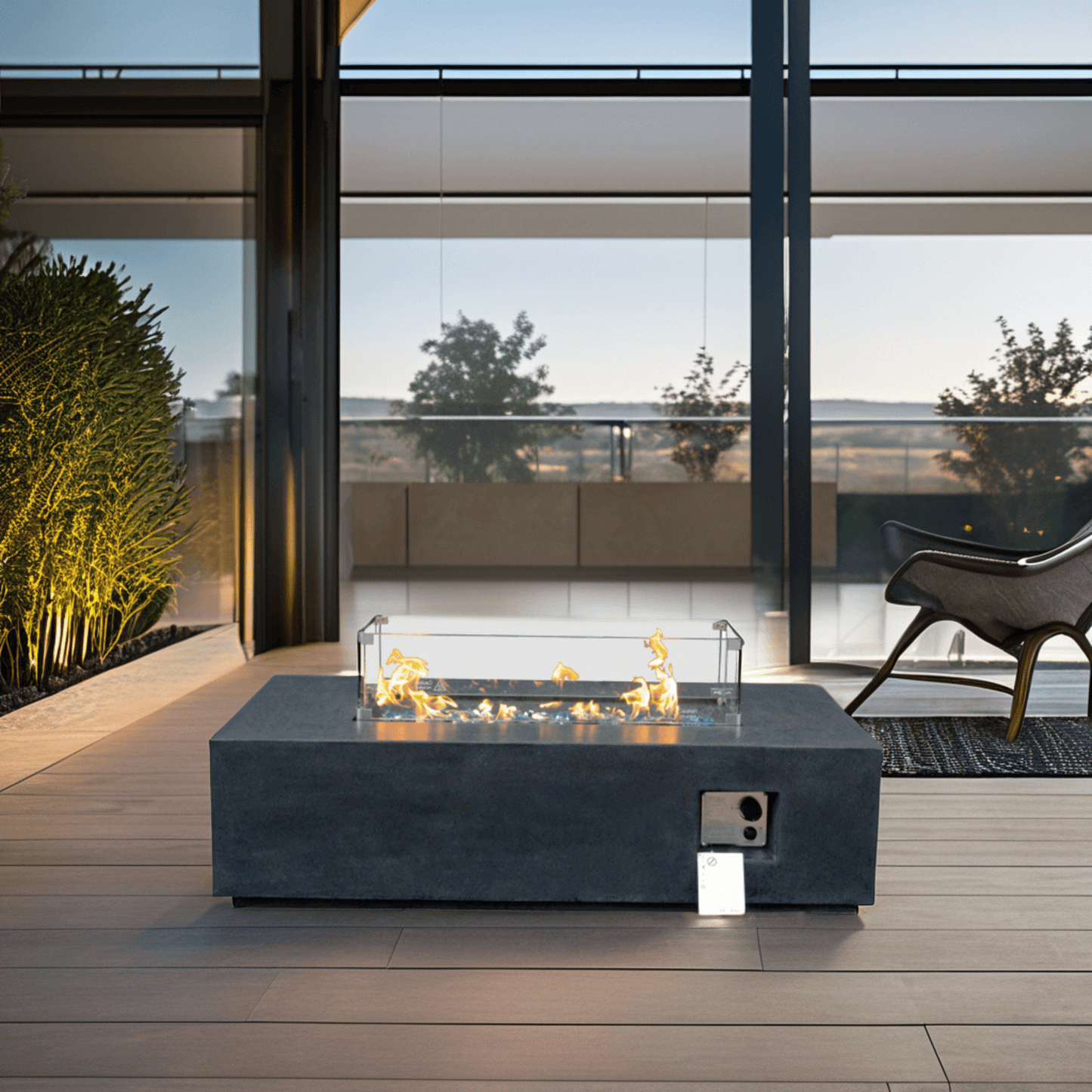 52" Modern Concrete Propane Fire Pit Table – 65,000 BTU Luxury Outdoor Hearth