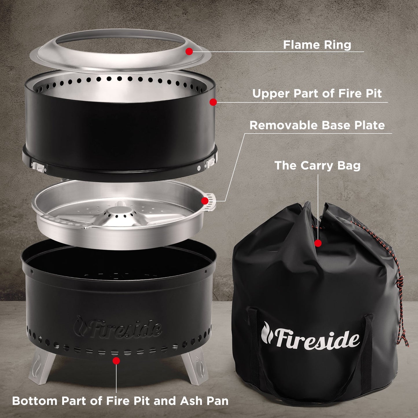Fireside Rapid-Ignition Smokeless Fire Pit – Dual-Airflow High-Efficiency Bonfire