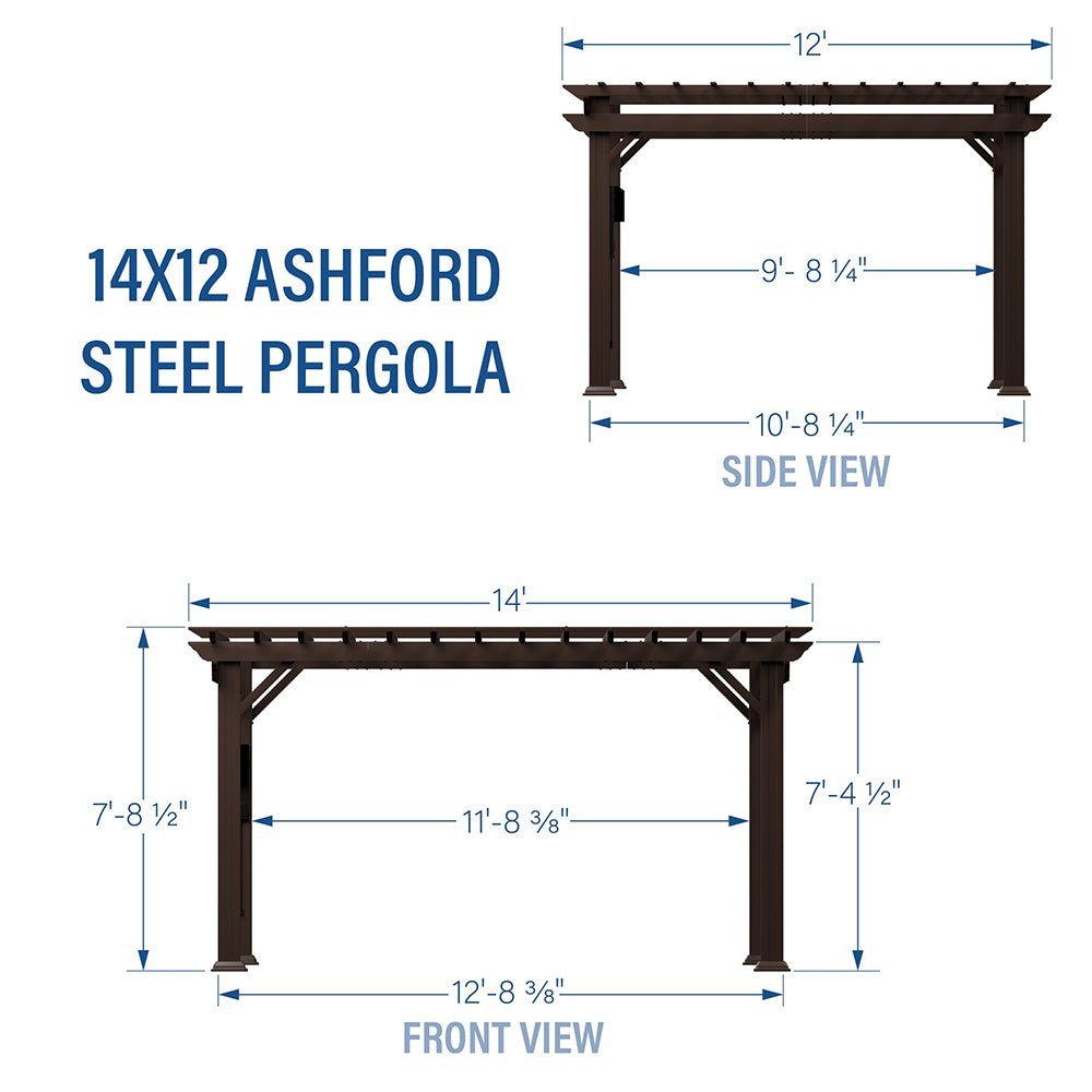 The Fortress 10' x 12' Heavy-Duty Steel Pergola | 100 MPH Wind Rated