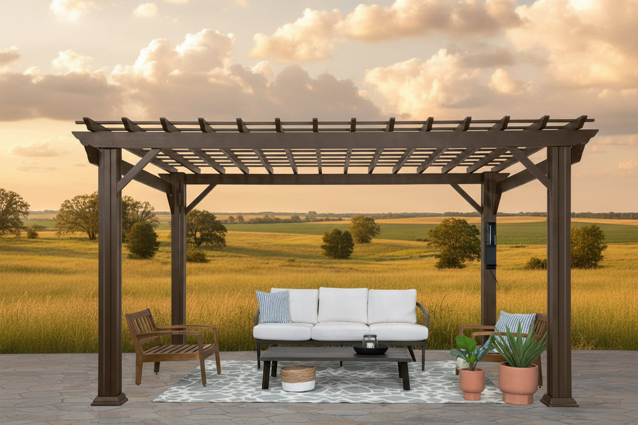 The Fortress 10' x 12' Heavy-Duty Steel Pergola | 100 MPH Wind Rated