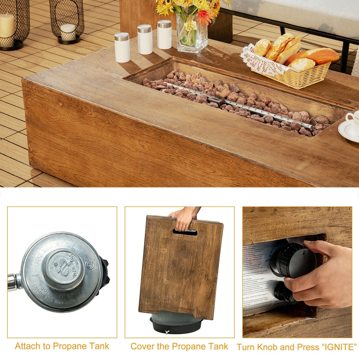 The Ember Vista: Portable 50,000 BTU Propane Fire Table