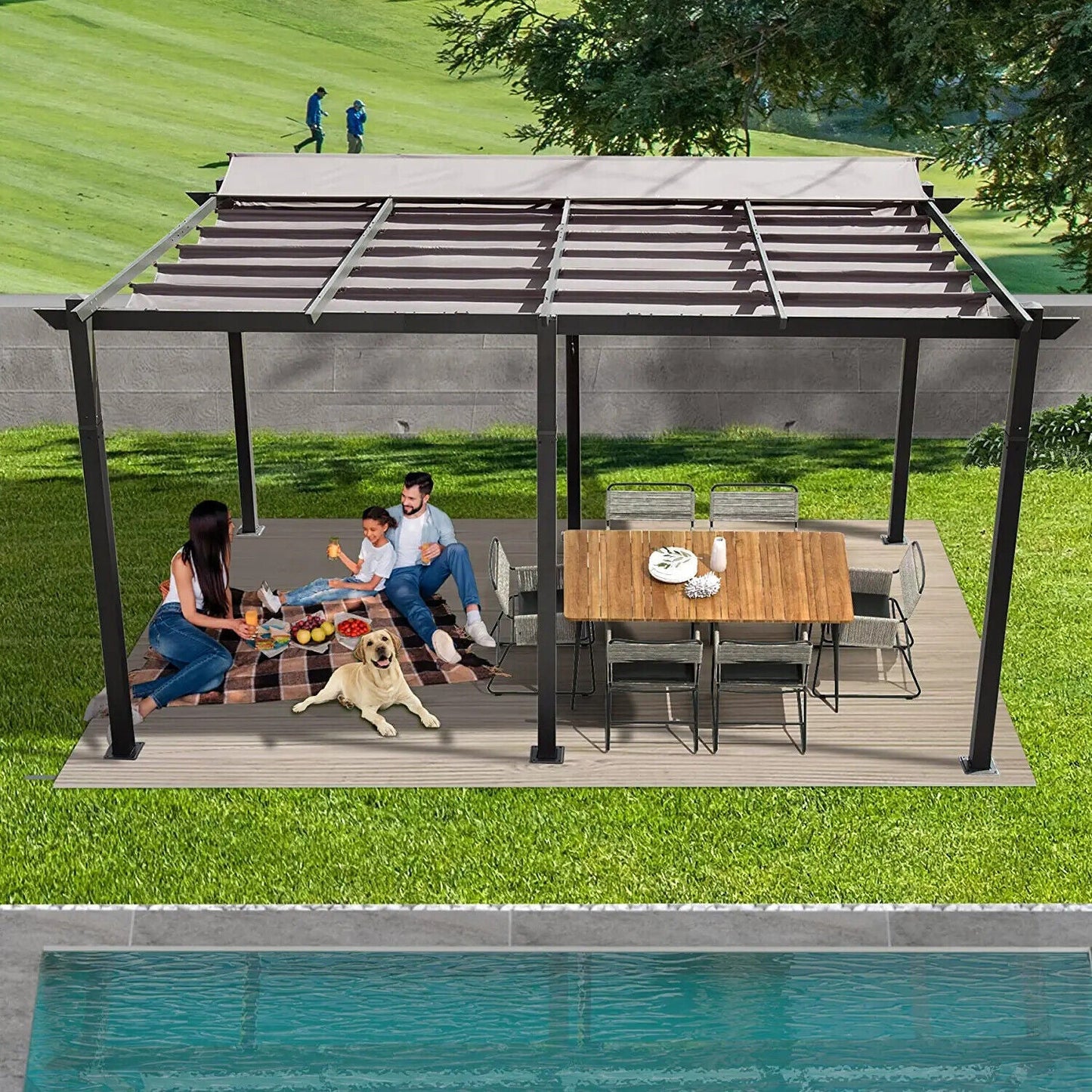 The Eclipse Convertible 11' x 16' Retractable Pergola | Aluminum Frame
