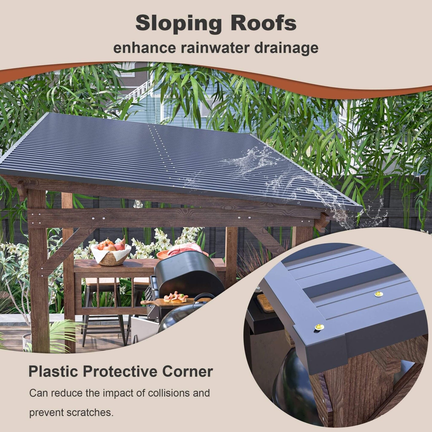 The Alpine Chef's Pavilion | 6' x 13' Hardtop Wooden Grill Gazebo