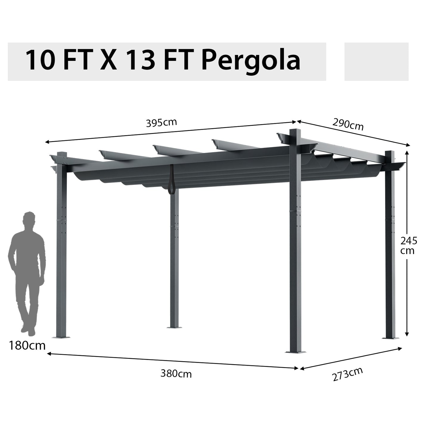The Equinox Grand 10' x 13' Retractable Pergola | Premium Yarn-Dyed Canopy