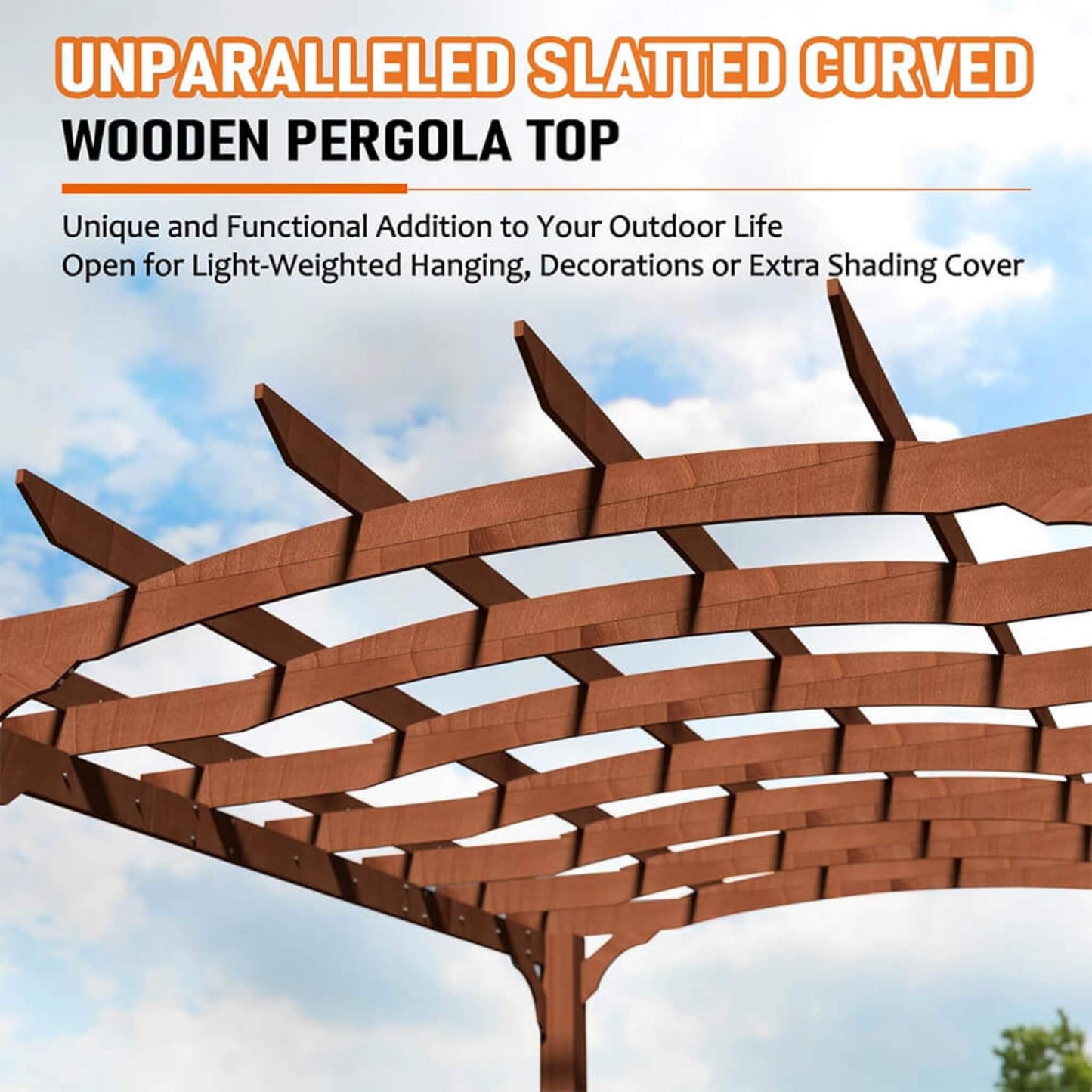 The Aspen Arch 12' x 14' Cedar Wood Pergola | Curved Roof Garden Trellis