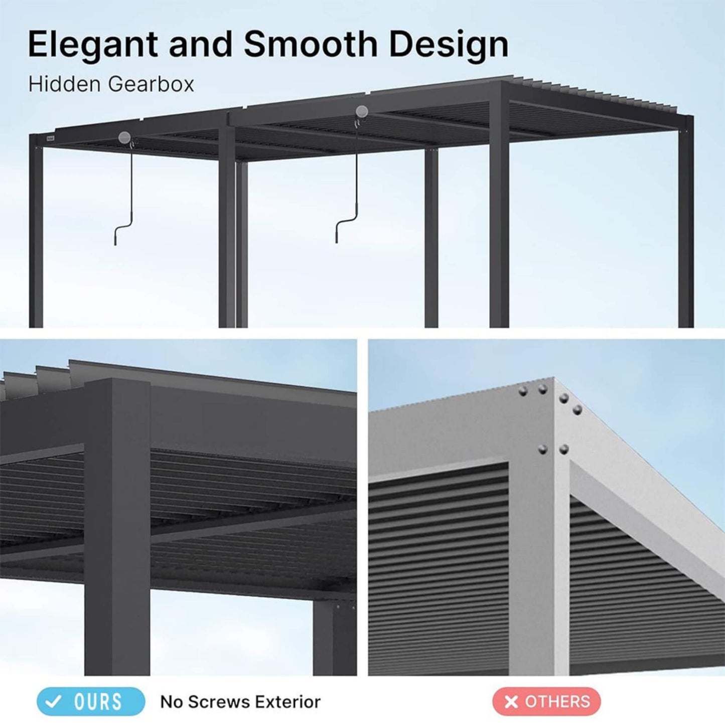 The Vantage Bioclimatic 10' x 19' Pergola | All-Aluminum Adjustable Louvered Roof