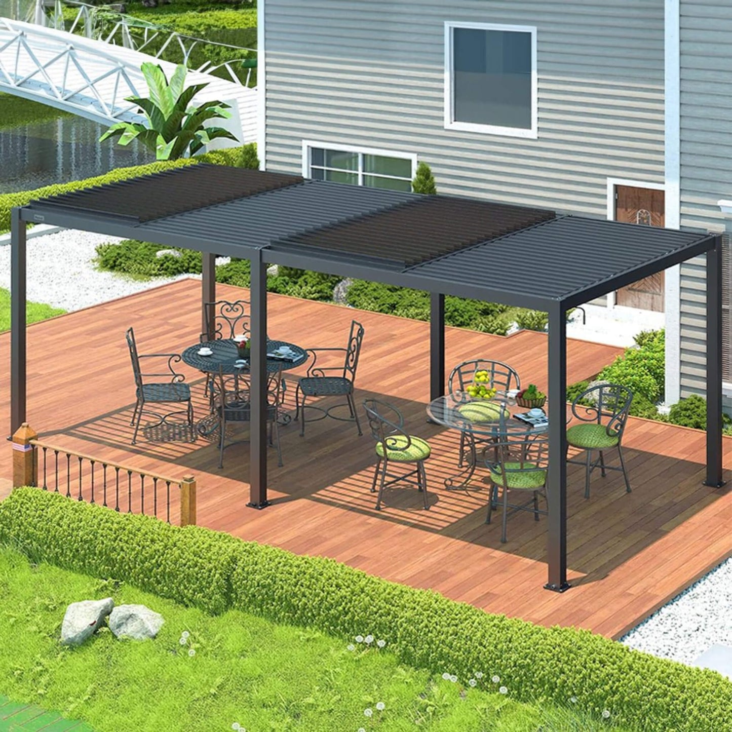 The Vantage Bioclimatic 10' x 19' Pergola | All-Aluminum Adjustable Louvered Roof