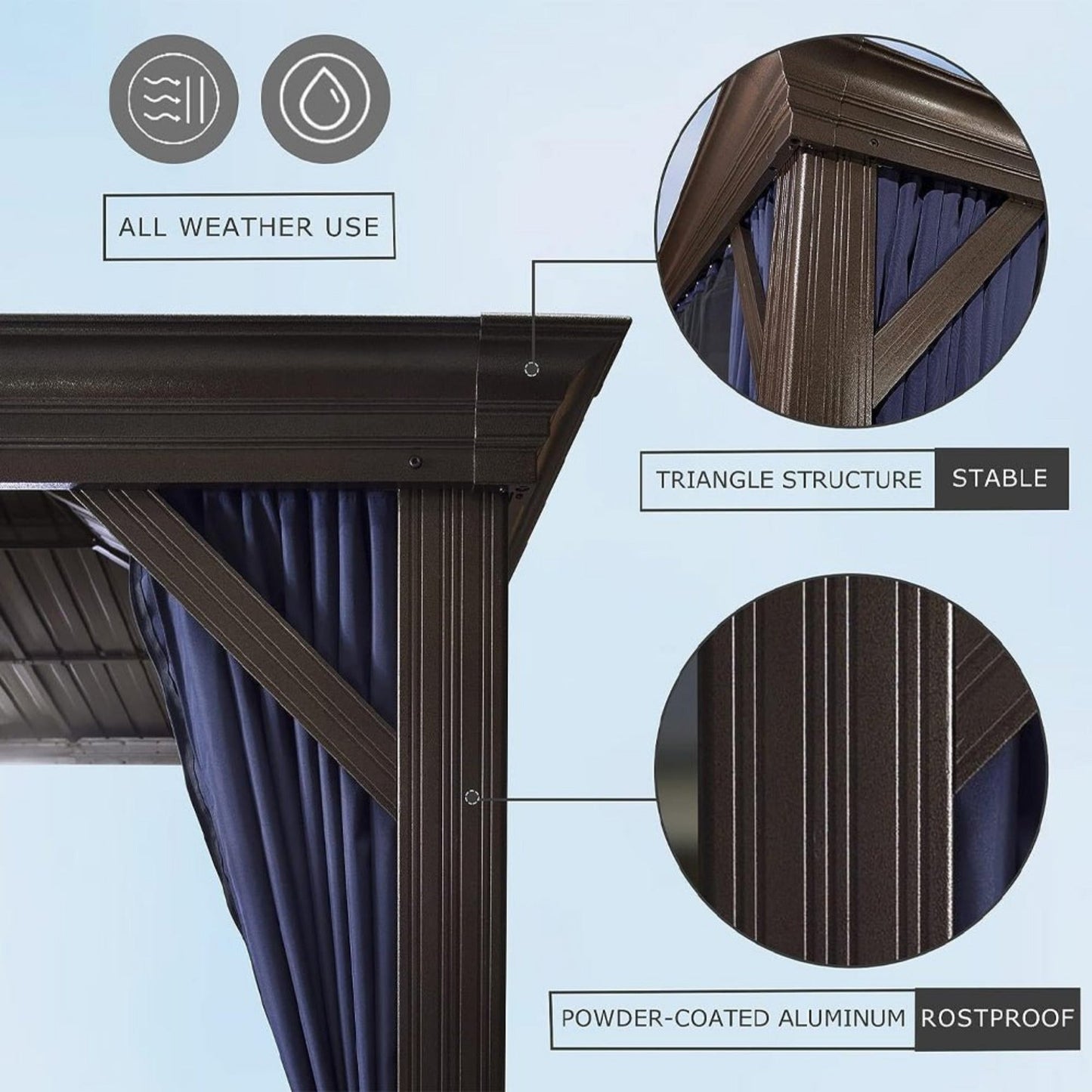 The Sequoia Estate 12' x 20' Hardtop Gazebo | Mahogany-Finish Aluminum Frame