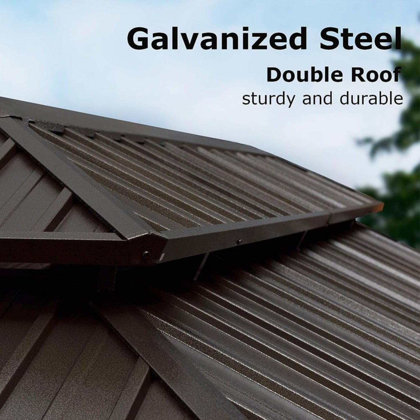 The Sequoia Estate 12' x 20' Hardtop Gazebo | Mahogany-Finish Aluminum Frame