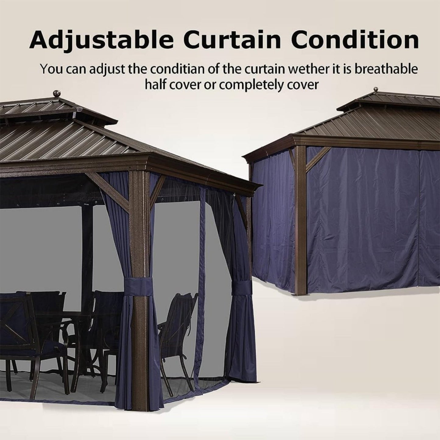 The Sequoia Estate 12' x 20' Hardtop Gazebo | Mahogany-Finish Aluminum Frame