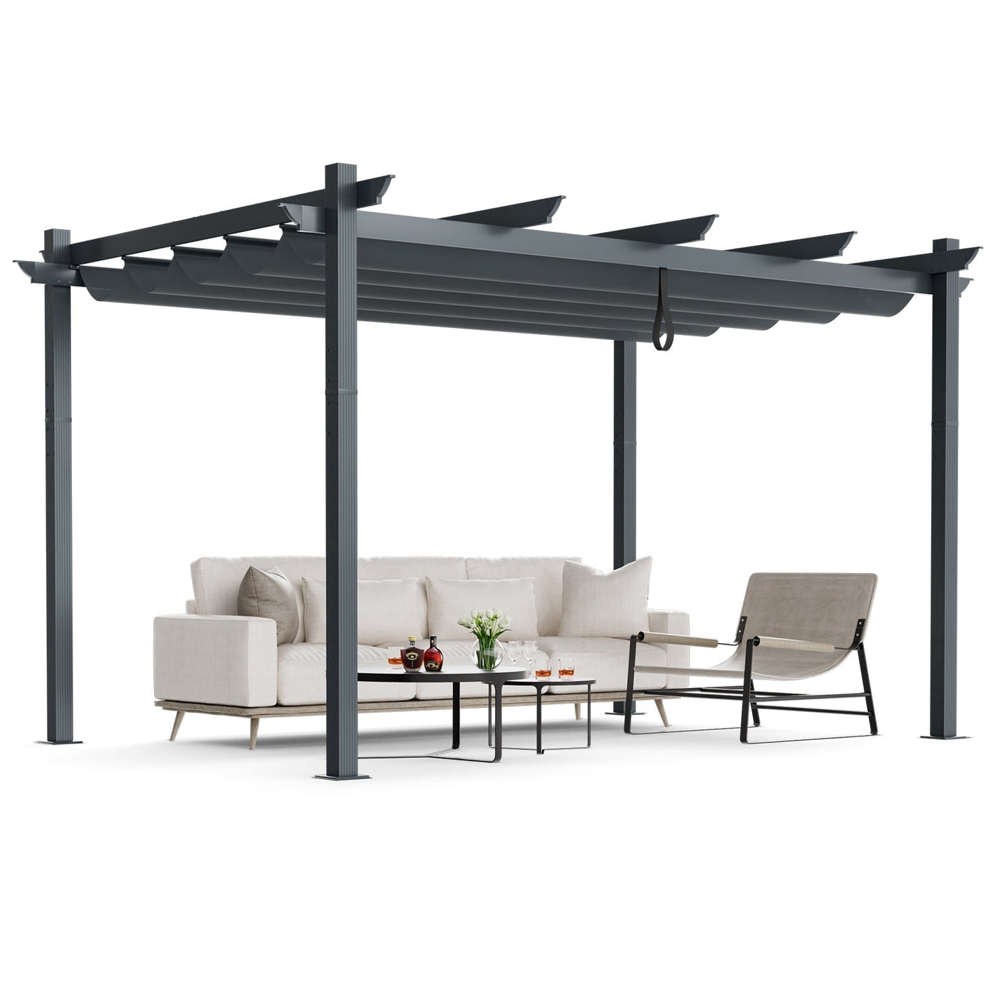 The Equinox Grand 10' x 13' Retractable Pergola | Premium Yarn-Dyed Canopy