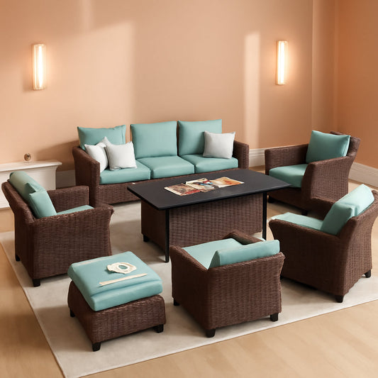 Estate Wicker Retreat: Premier 9-Person Fire Pit Conversation Set