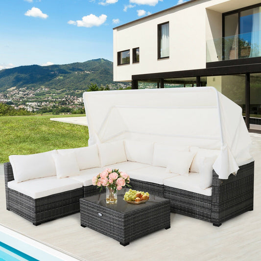 Luxury 6-Piece Patio Furniture Set with Retractable Canopy