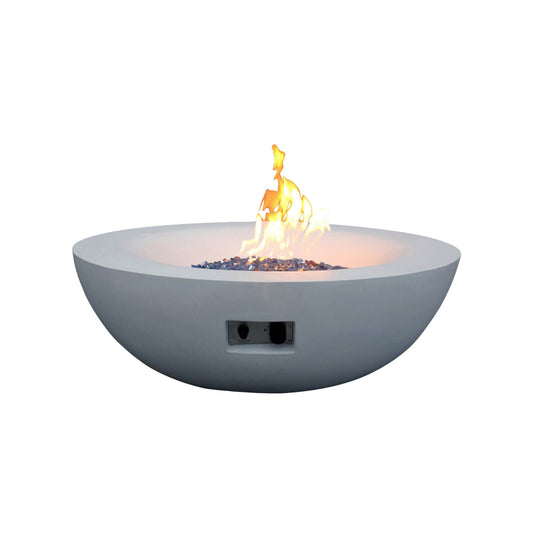 42" Modern Concrete Outdoor Fire Pit Bowl – 65,000 BTU GFRC Propane Hearth