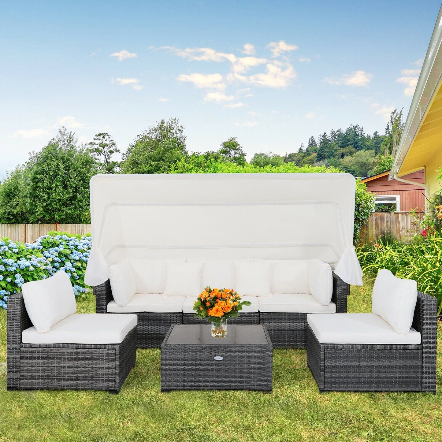 Luxury 6-Piece Patio Furniture Set with Retractable Canopy
