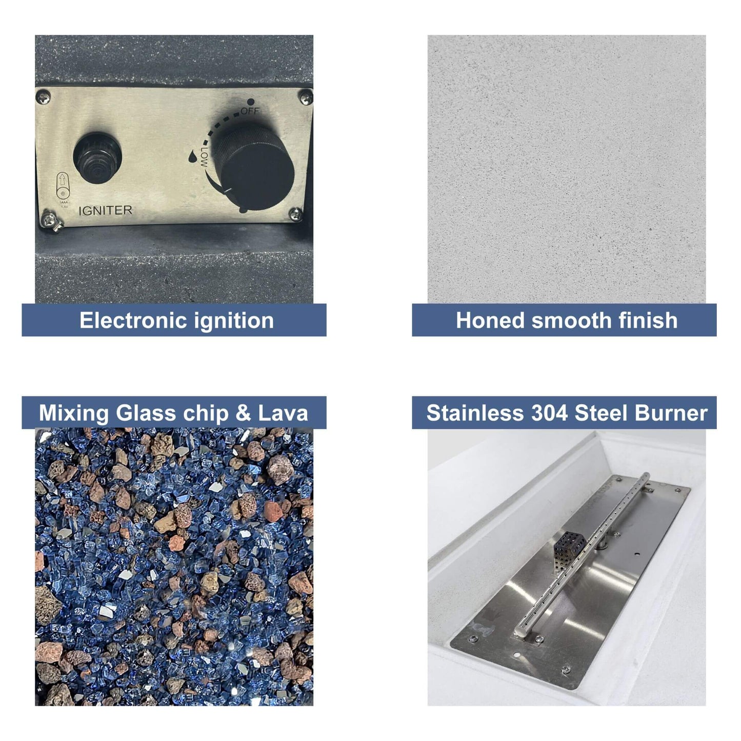 52" Modern Concrete Propane Fire Pit Table – 65,000 BTU Luxury Outdoor Hearth