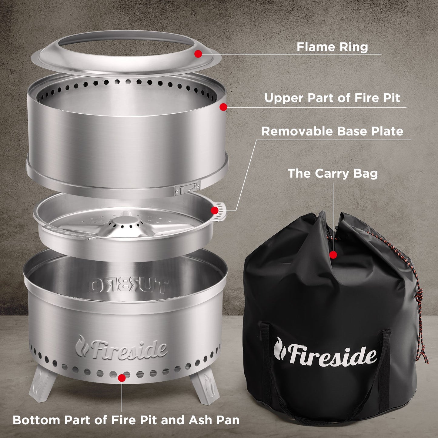 Fireside Rapid-Ignition Smokeless Fire Pit – 3-Minute High-Velocity Wood-Burning Hearth