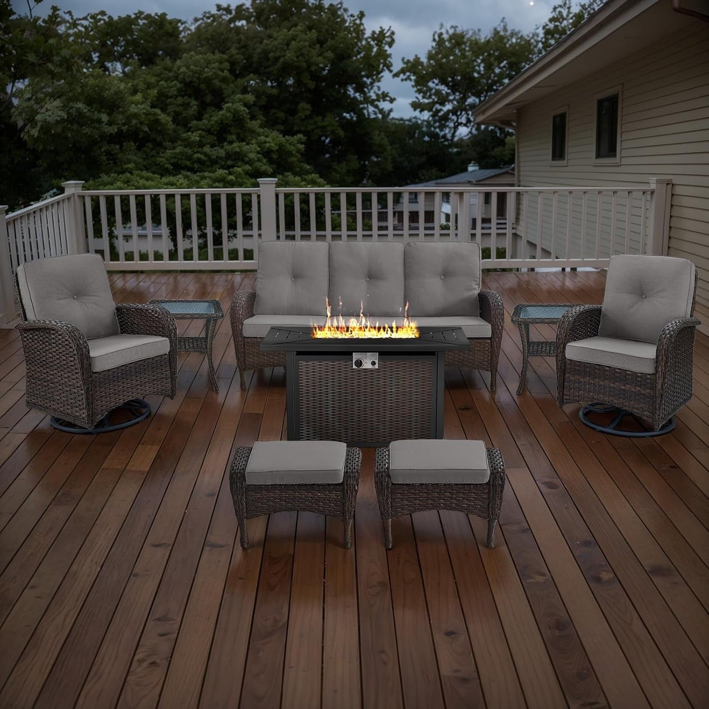 Luxury All-Weather Conversation Set with Integrated Fire Table