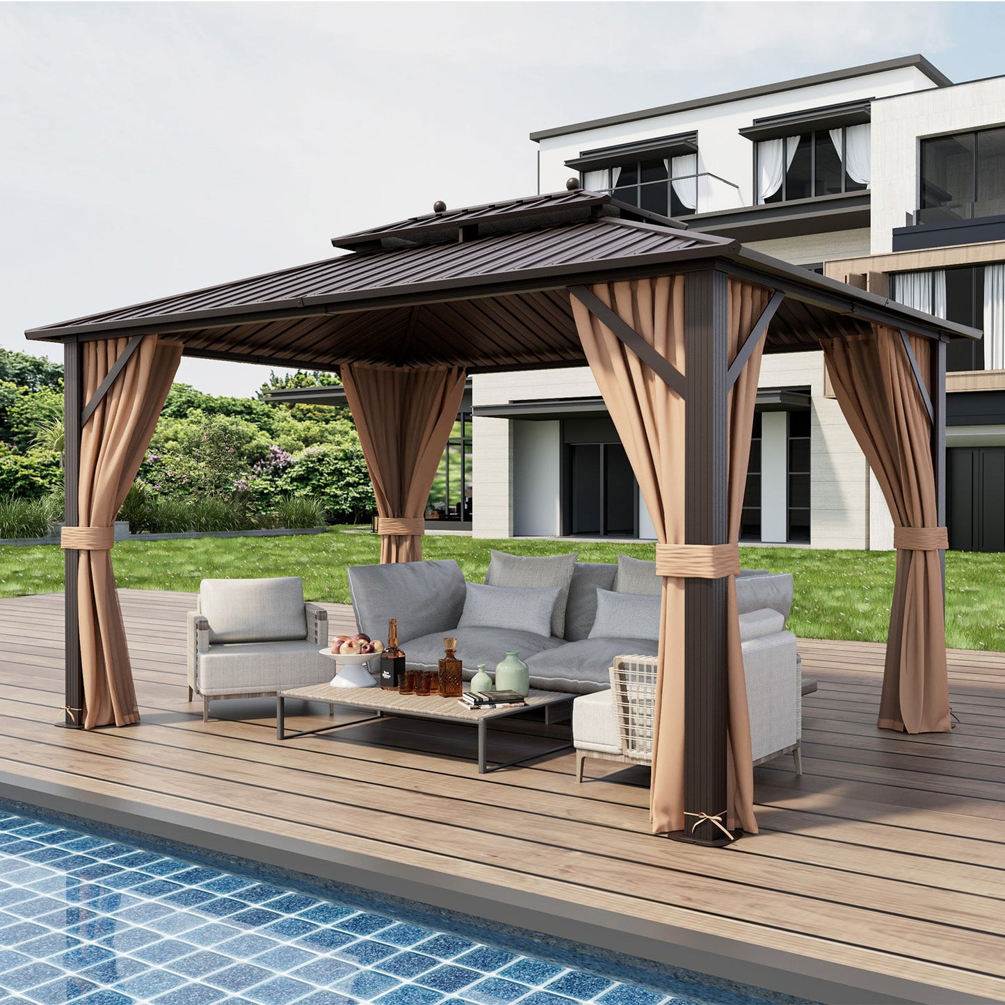 The Summit Estate Hardtop Gazebo | Galvanized Steel Double Roof