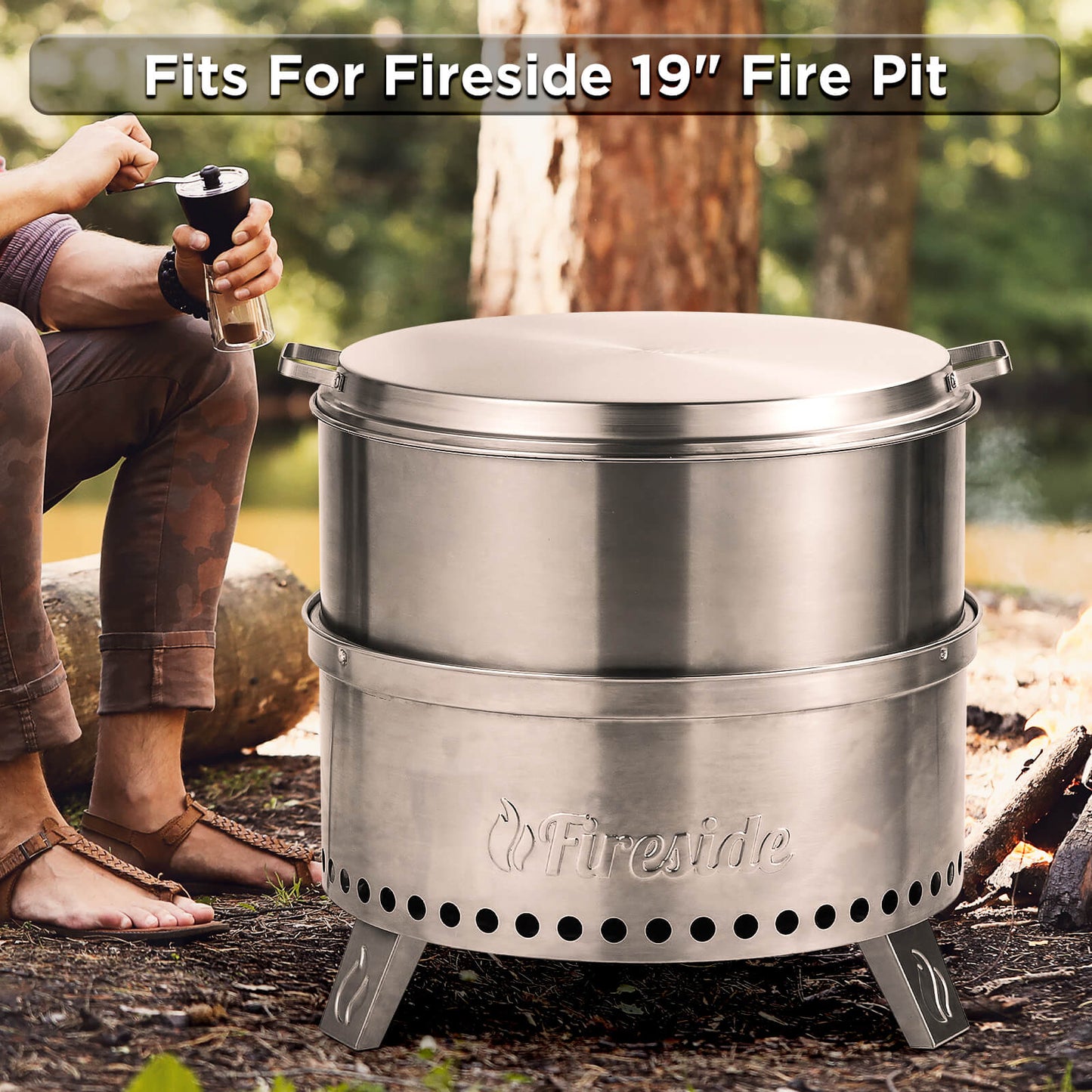 19” Premium 304 Stainless Steel Fire Pit Lid – Weatherproof Cover & Tabletop Conversion