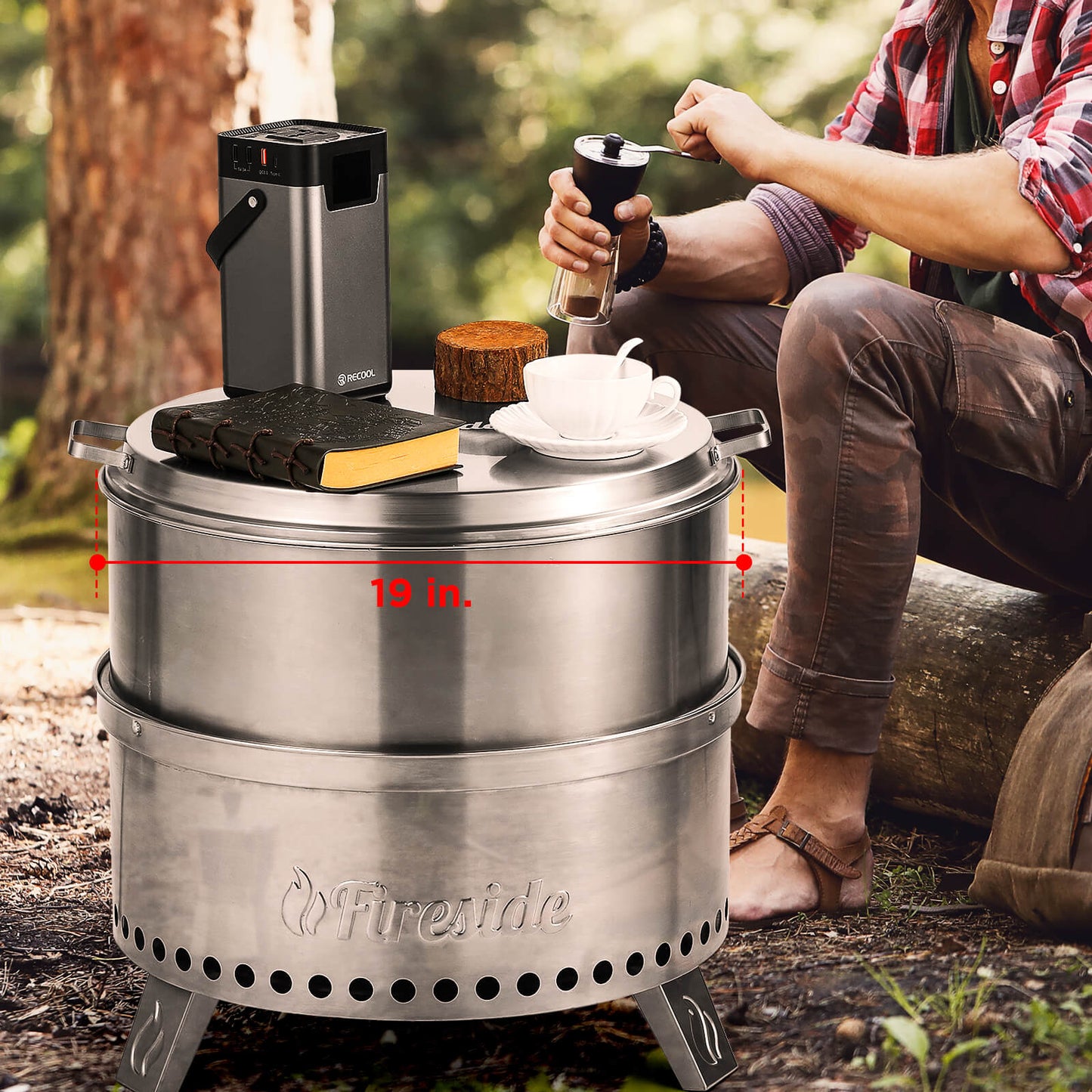 19” Premium 304 Stainless Steel Fire Pit Lid – Weatherproof Cover & Tabletop Conversion