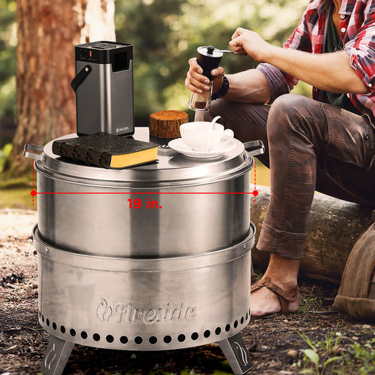 19” Premium 304 Stainless Steel Fire Pit Lid – Weatherproof Cover & Tabletop Conversion