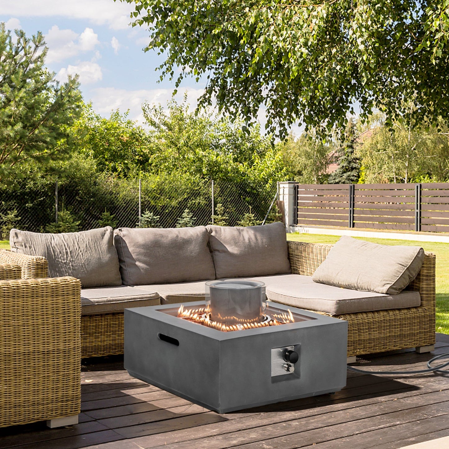 Aspendos 2-in-1 Water Fountain & Fire Pit Table – 50,000 BTU CSA-Certified Outdoor Oasis