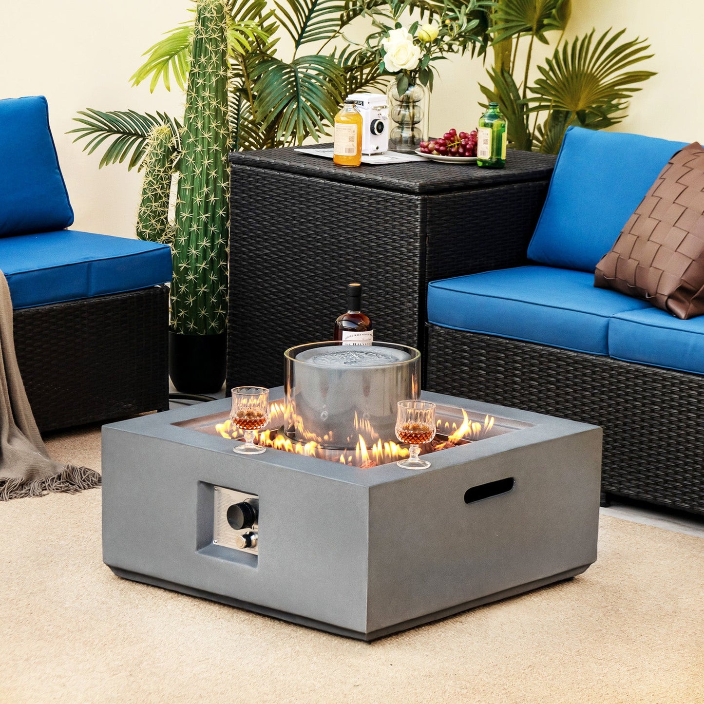 Aspendos 2-in-1 Water Fountain & Fire Pit Table – 50,000 BTU CSA-Certified Outdoor Oasis