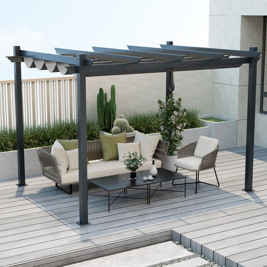 The Equinox Breeze 10' x 12' Retractable Pergola | Premium Yarn-Dyed Canopy