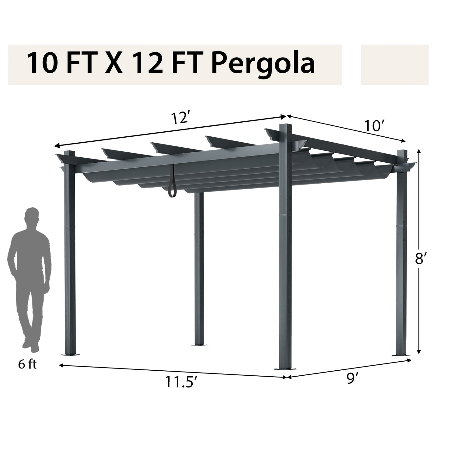 The Equinox Breeze 10' x 12' Retractable Pergola | Premium Yarn-Dyed Canopy