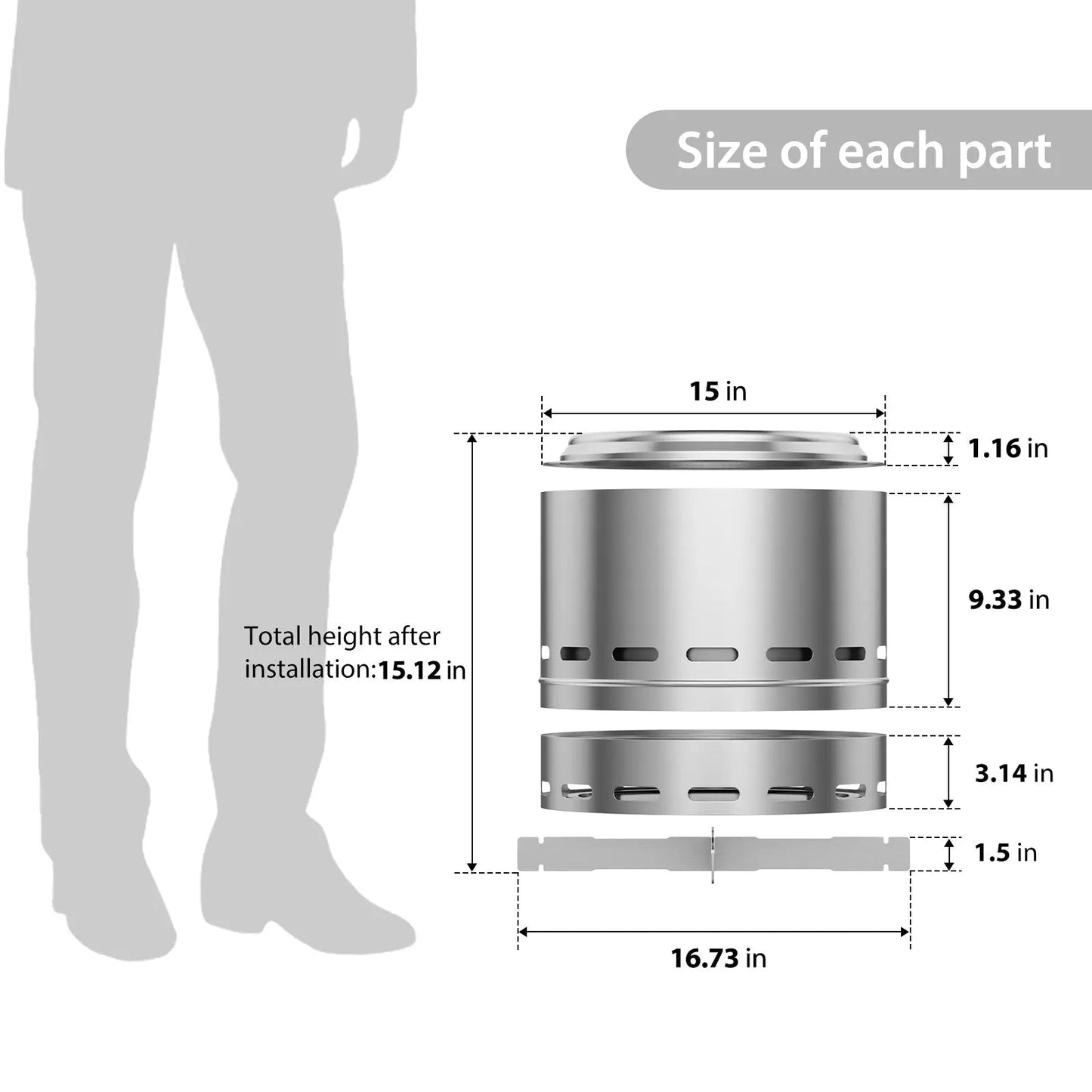 Portable Smokeless Fire Pit – Stainless Steel High-Output Hearth with Carry Bag