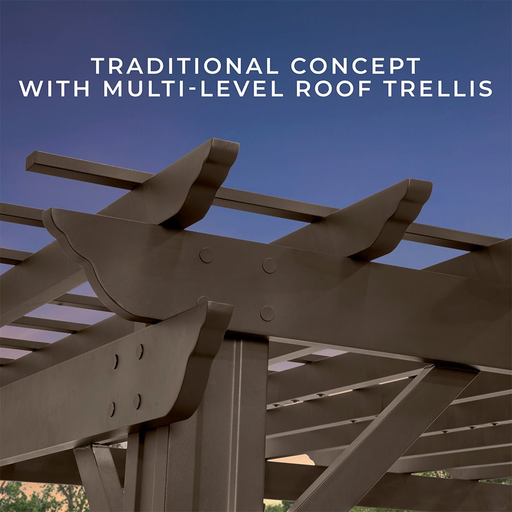 The Fortress 10' x 12' Heavy-Duty Steel Pergola | 100 MPH Wind Rated
