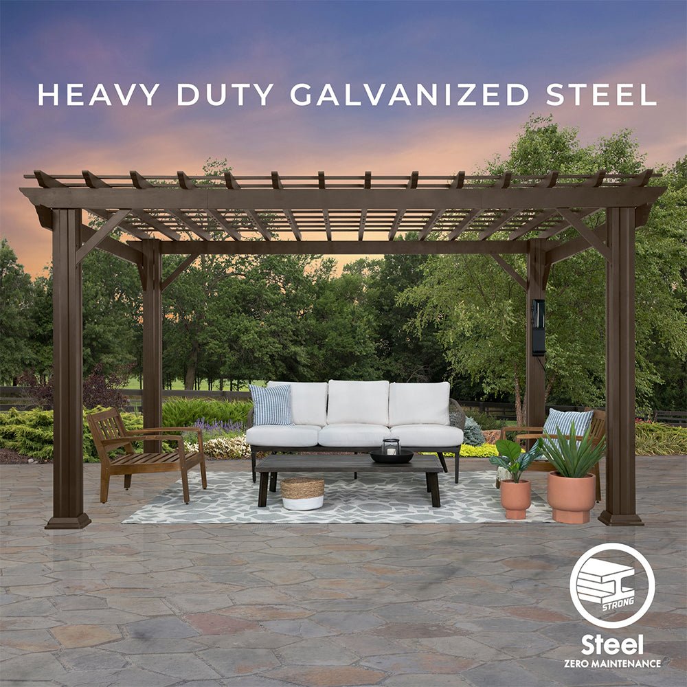 The Fortress 10' x 12' Heavy-Duty Steel Pergola | 100 MPH Wind Rated