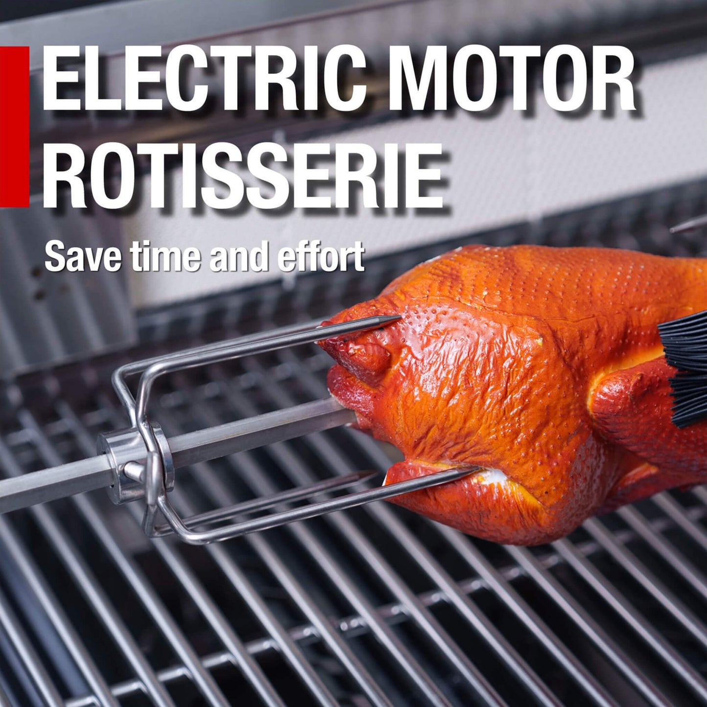 Castelle Flame 85K BTU Outdoor BBQ Kitchen Grill Island With 43-Inch 6-Burner Grill, Wine Fridge, Rotisserie Kit, And Sink