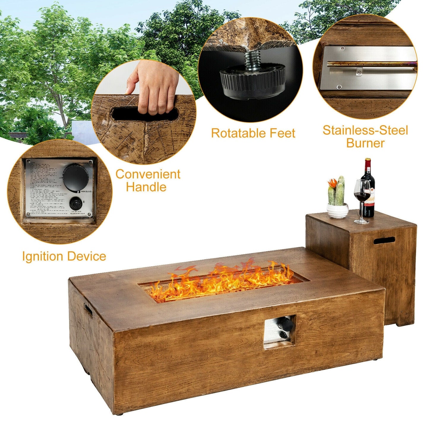 The Ember Vista: Portable 50,000 BTU Propane Fire Table