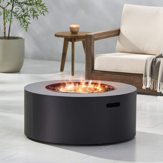 32" Modern Round Iron Fire Pit – 40,000 BTU Smokeless Propane Hearth