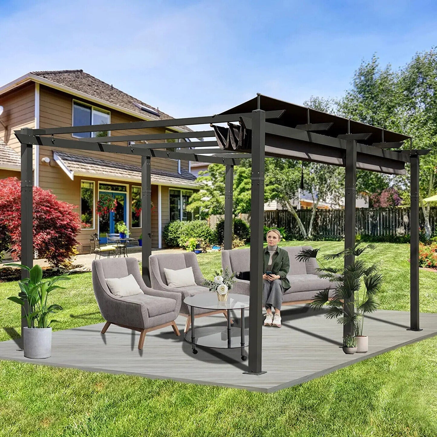 The Eclipse Convertible 11' x 16' Retractable Pergola | Aluminum Frame