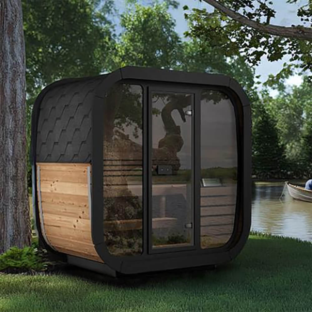 SaunaLife Model CL4G 3-Person Cube-Series Luxury Wooden Outdoor Home Sauna Kit