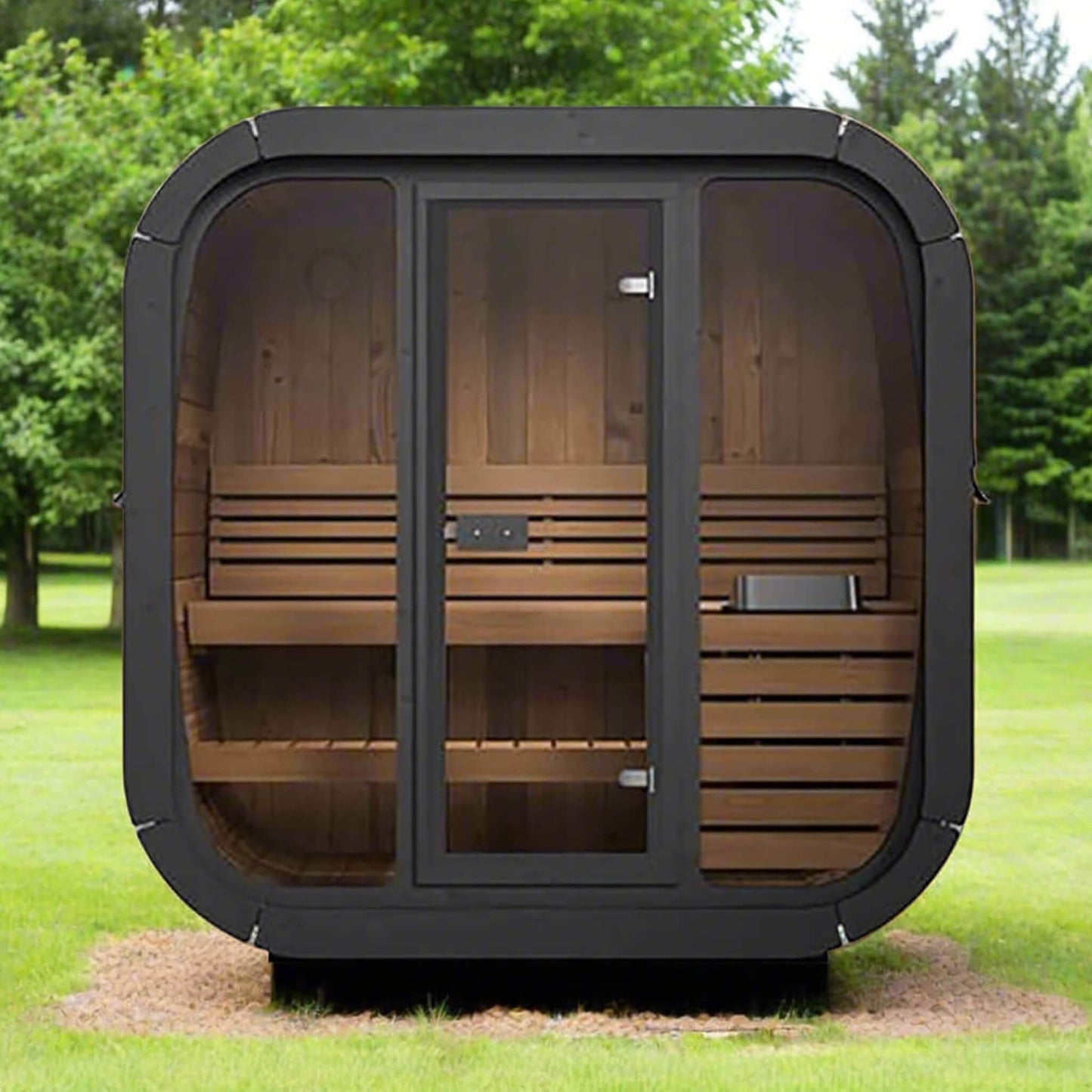 SaunaLife Model CL4G 3-Person Cube-Series Luxury Wooden Outdoor Home Sauna Kit